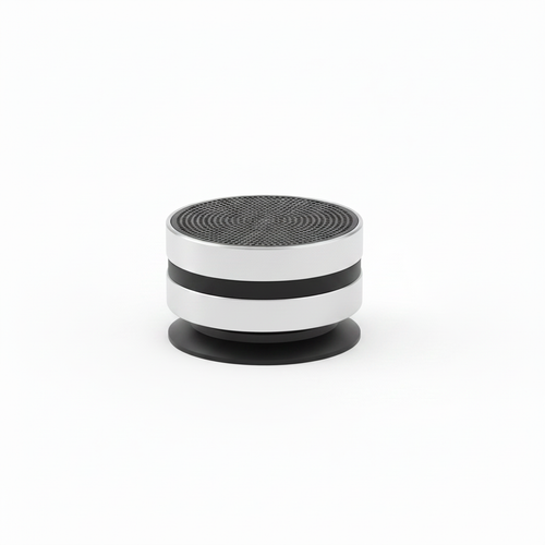 Altavoz adhesivo compacto con ventosa plateado y negro